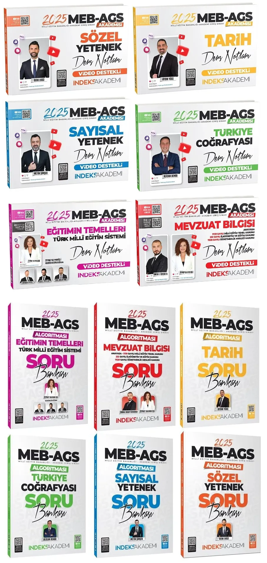 İndeks Akademi 2025 MEB-AGS Akademisi Tüm Dersler Ders Notları + Soru Bankası 12 li Set İndeks Akademi Yayıncılık