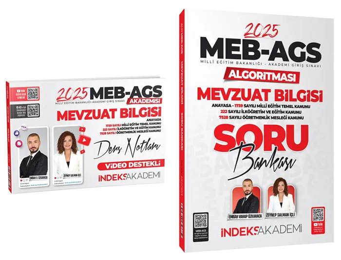 İndeks Akademi 2025 MEB-AGS Akademisi Mevzuat Bilgisi Ders Notları + Soru Bankası 2 li Set - Zeynep Salman İçli, Emrah Vahap Özkaraca İndeks Akademi Yayıncılık